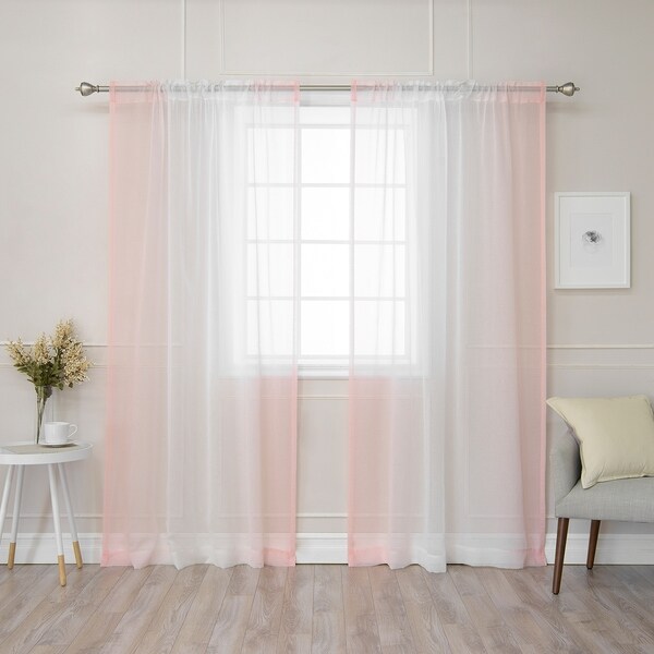 Shop Aurora Home Ombre Border Faux Linen Curtain Panel Pair  50 x 84  On Sale  Free 