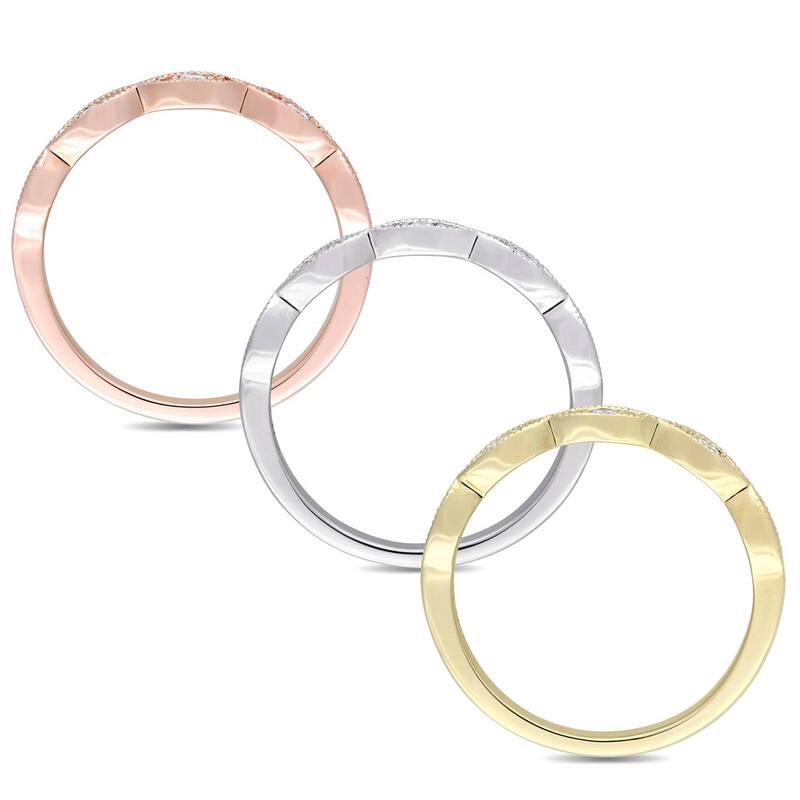 Miadora Signature Collection 3-Tone 14k White Yellow and Rose Gold 1/2ct TDW Diamond 3-Piece Ring Se
