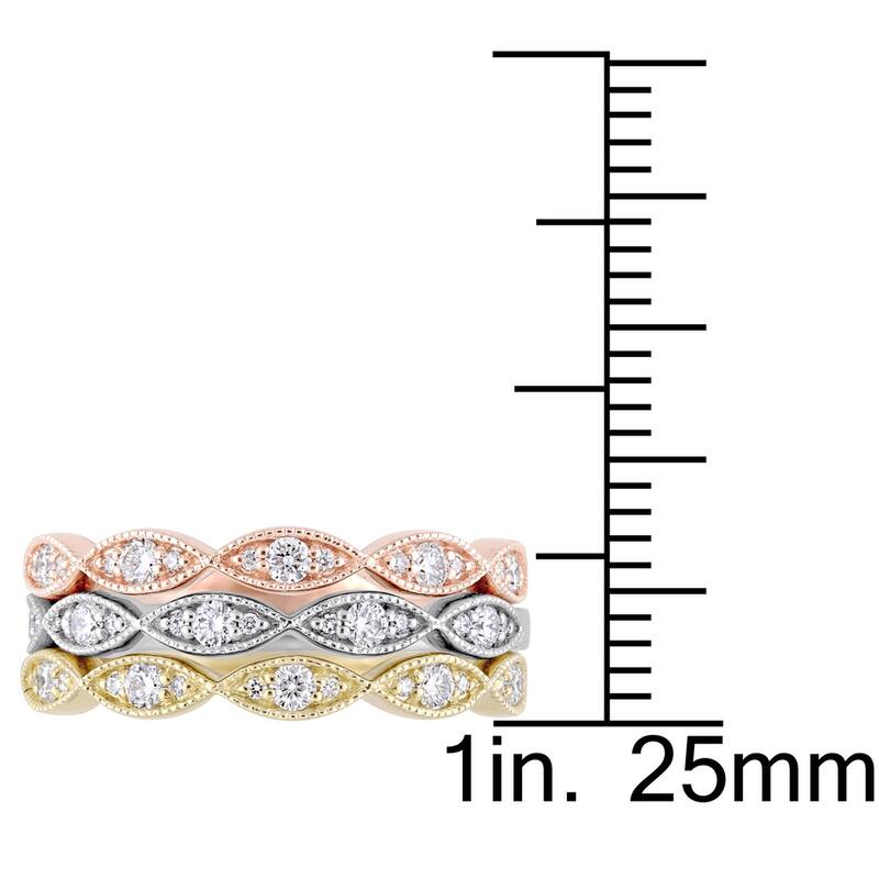 Miadora Signature Collection 3-Tone 14k White Yellow and Rose Gold 1/2ct TDW Diamond 3-Piece Ring Se