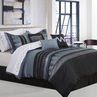 Vanguard 7-piece Grey and Black Comforter Set