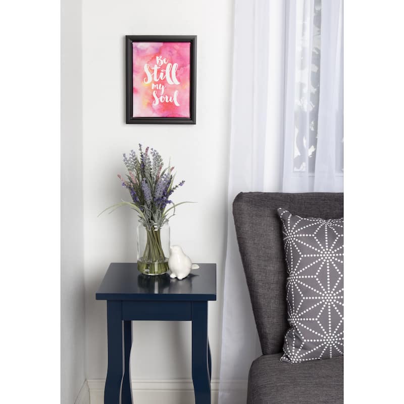 DesignOvation Sylvie Be Still My Soul Watercolor Inspirational Art 8x10 Framed Canvas, Black