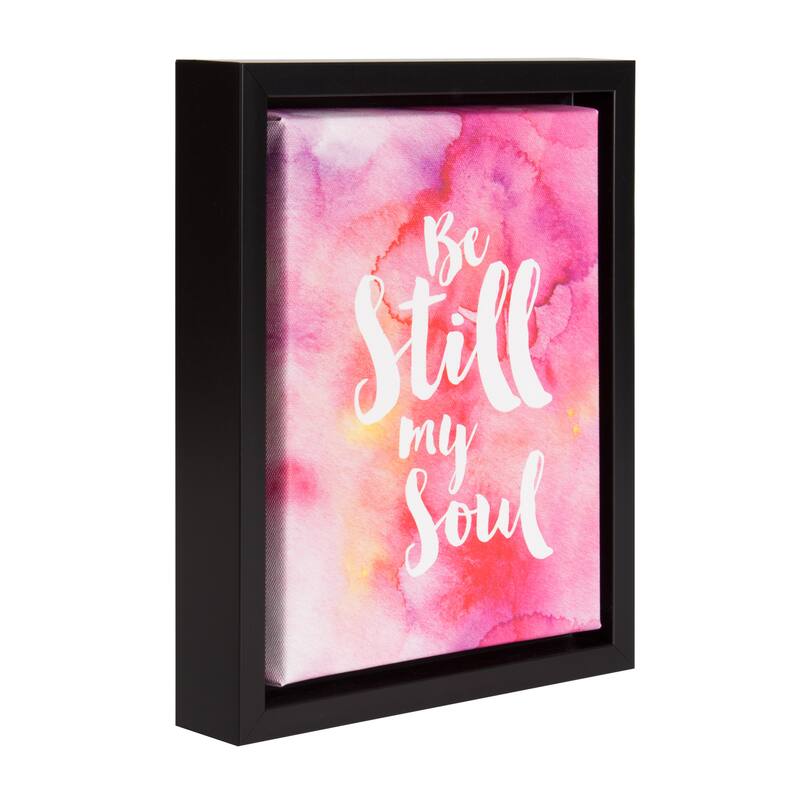 DesignOvation Sylvie Be Still My Soul Watercolor Inspirational Art 8x10 Framed Canvas, Black