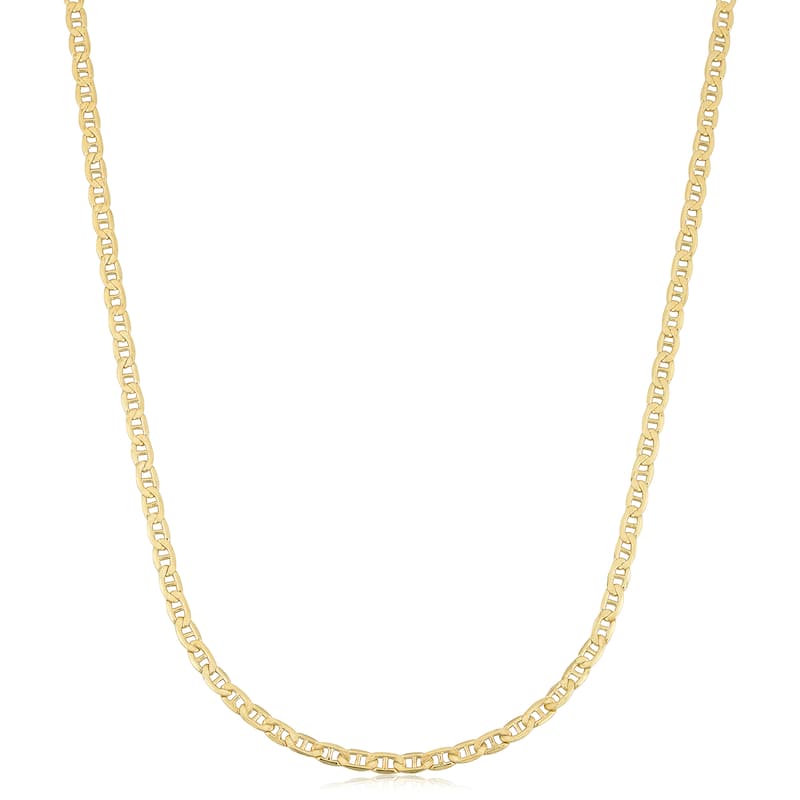 18k Yellow Gold 2.4-mm Semi Solid Mariner Link Chain Necklace (18 inches)