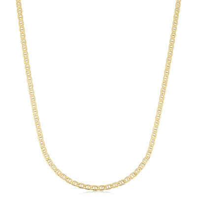 18k Yellow Gold 2.4-mm Semi Solid Mariner Link Chain Necklace (18 inches)