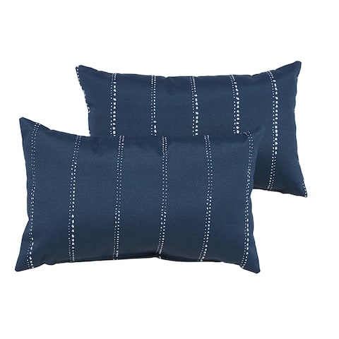 Caldwell III Navy Dotted Stripes Indoor/ Outdoor Knife Edge Throw Pillow set of 2