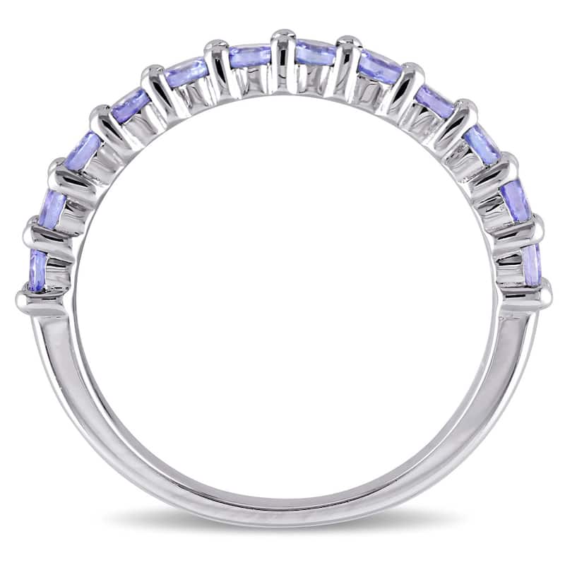 Miadora Sterling Silver Amethyst Anniversary Semi-Eternity Ring