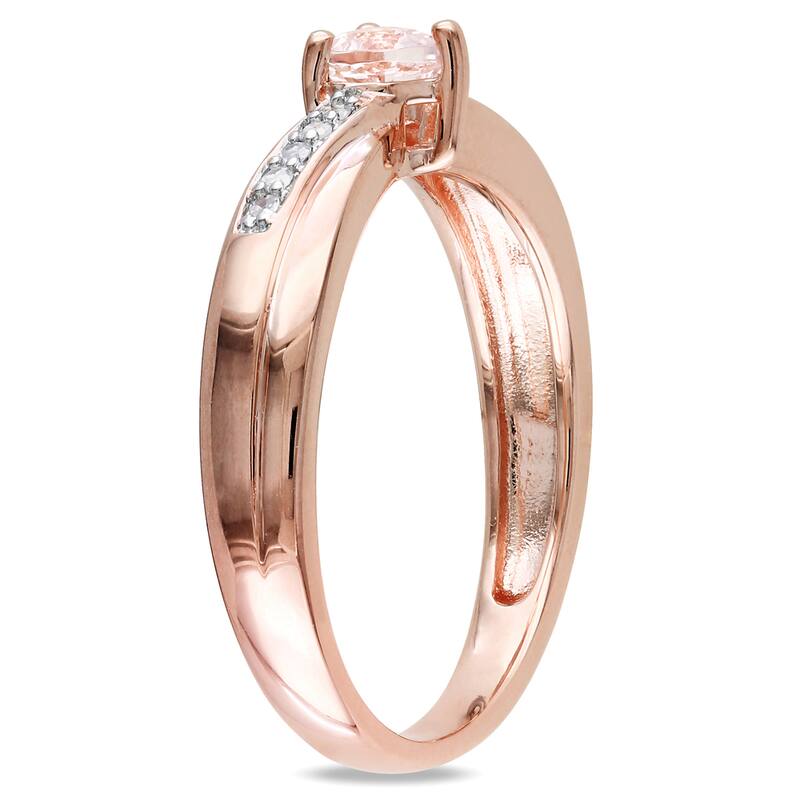 Miadora Sterling Silver Morganite and Round-cut Diamond Accent Heart Ring