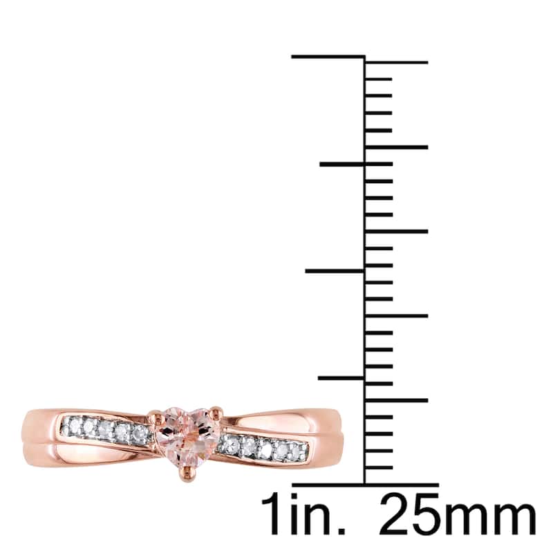 Miadora Sterling Silver Morganite and Round-cut Diamond Accent Heart Ring
