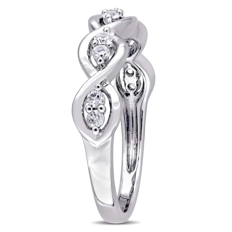 Miadora Signature Collection 14k White Gold White Sapphire Stackable Infinity Anniversary Ring