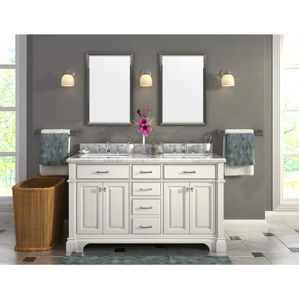Shop Nova 60 Inch Double Sinks Marble Top Vanity With
