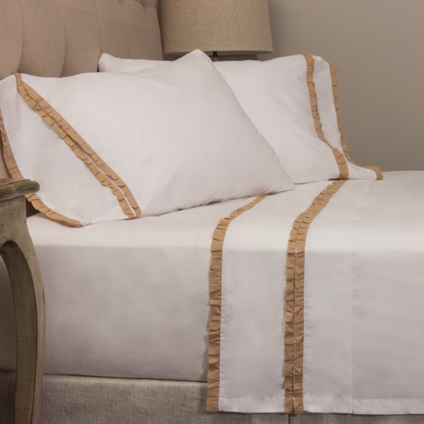 Dainty Taupe Ruffled Pillowcase Set