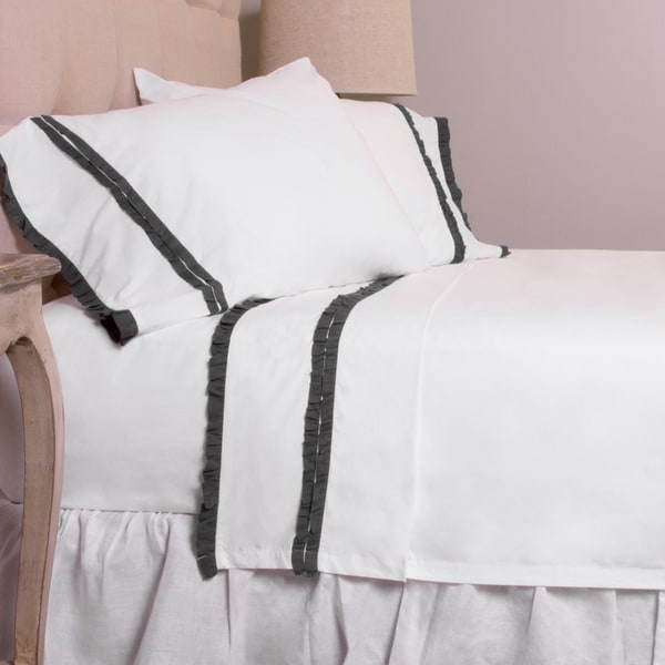 Dainty Charcoal Ruffled Pillowcase Set
