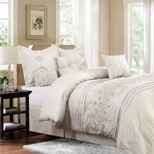 Shop Registry Ivory 7-piece Embroidered Comforter Set - On ...