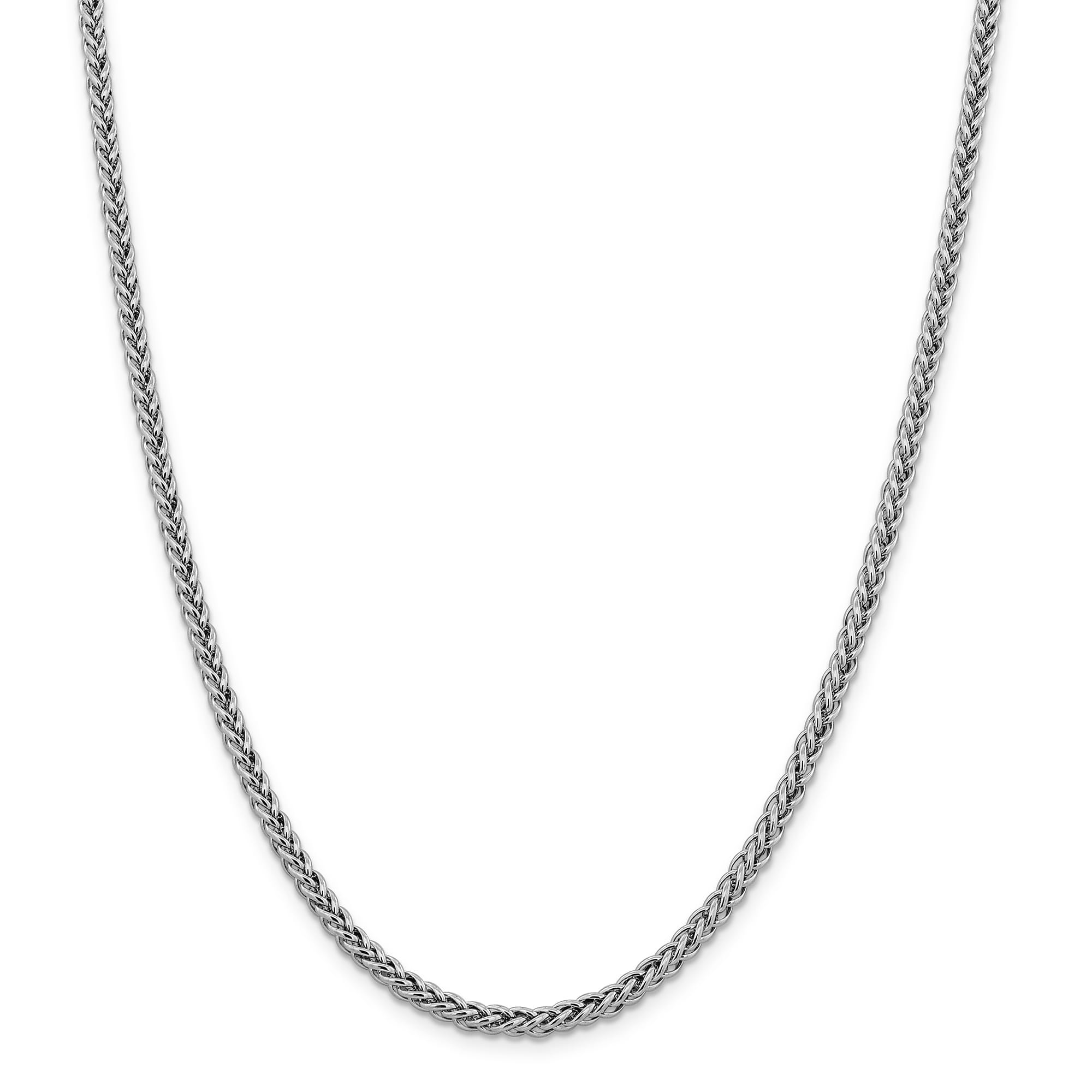 14K White Neckalce 2.35MM 20 INCH Long 14k White Gold 2.35mm Semi-solid 3-Wire Wheat Chain