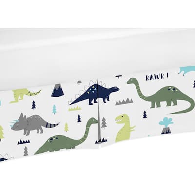 Sweet Jojo Designs Blue and Green Mod Dinosaur Collection Microfiber Crib Bed Skirt