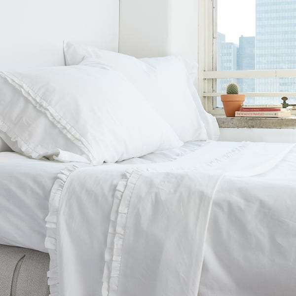 Cottage Home Dainty White Ruffle Bed Sheet Set - KING