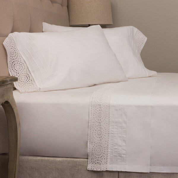Eyelet White Cotton Sheet Set On Free Shipping Today Eyelet White Cotton Sheet Set On Free Shipping Today 14721344