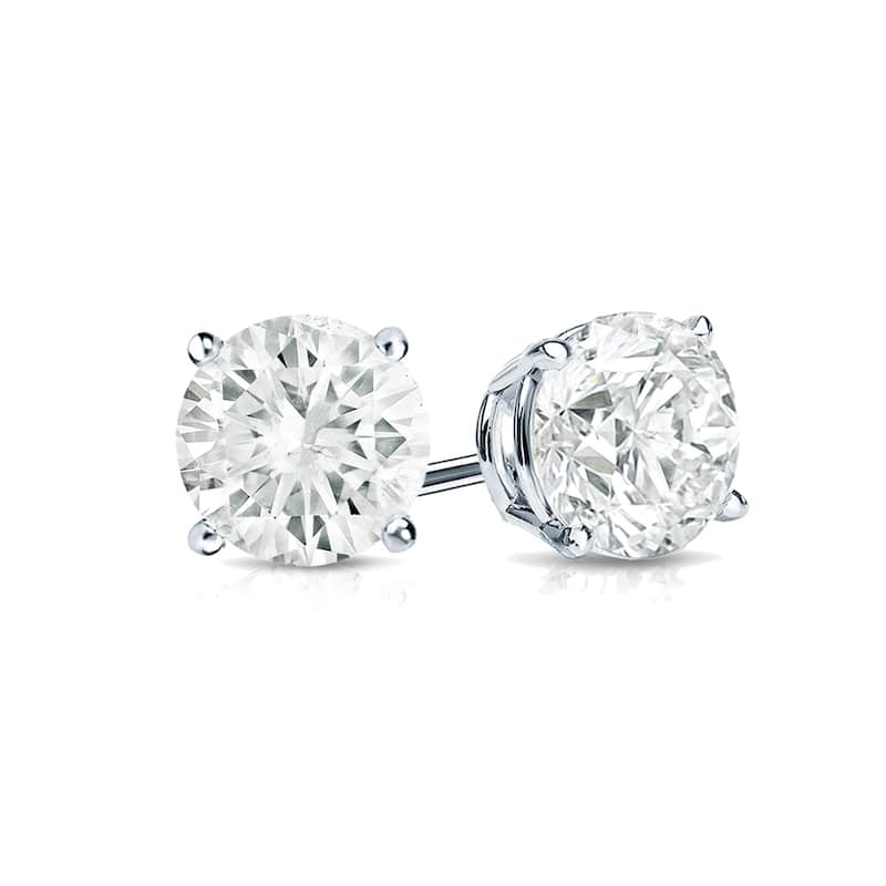 Auriya 14k Gold 1 1/2ct TDW Round Solitaire Diamond Stud Earrings