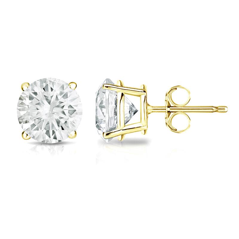 Auriya 14k Gold 1 1/2ct TDW Round Solitaire Diamond Stud Earrings