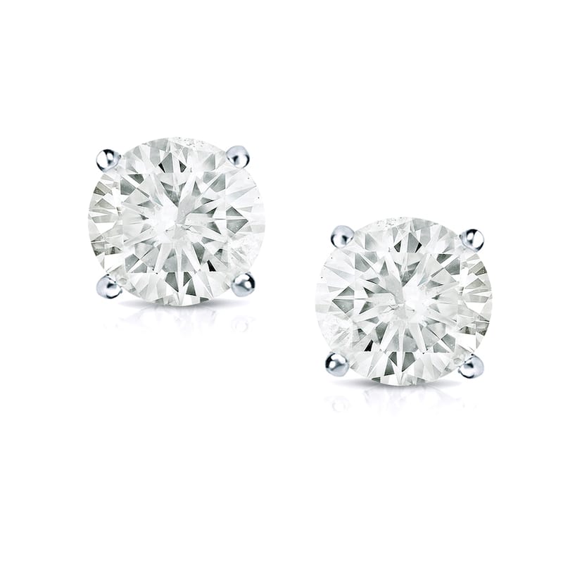 Auriya 14k Gold 1 1/2ct TDW Round Solitaire Diamond Stud Earrings