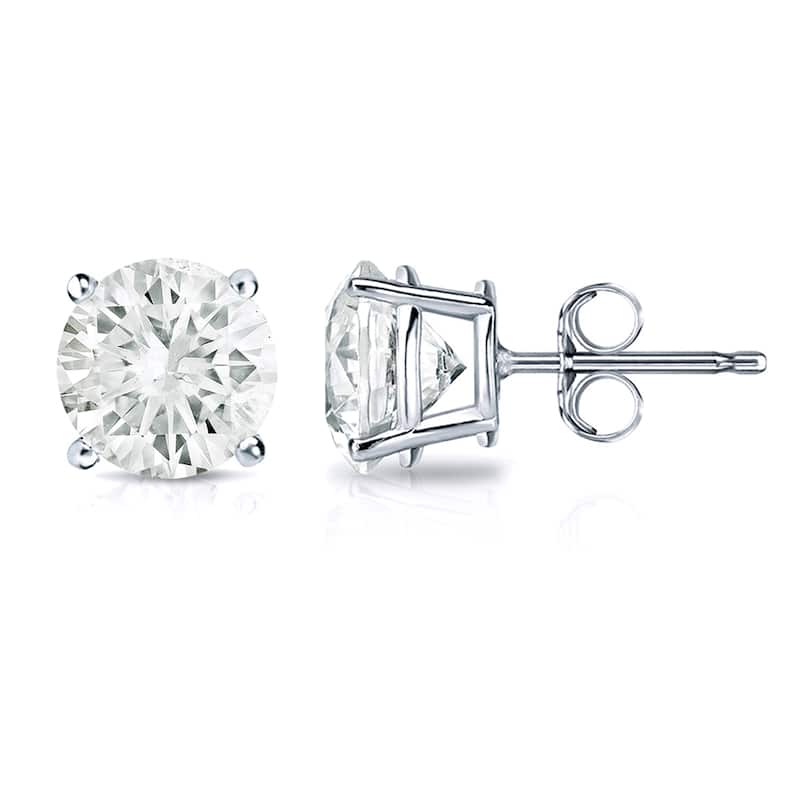 Auriya 14k Gold 1 1/2ct TDW Round Solitaire Diamond Stud Earrings