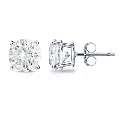 Auriya 14k Gold 1 1/2ct TDW Round Solitaire Diamond Stud Earrings