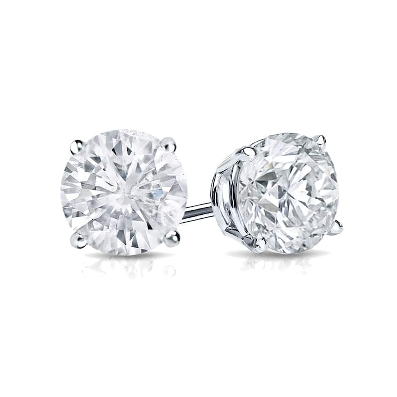 Auriya 14k Gold 1 1/2ct TDW Round Solitaire Diamond Stud Earrings