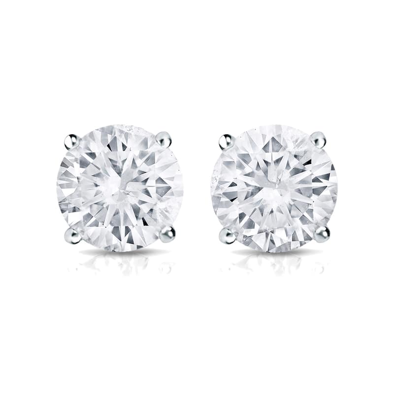 Auriya 14k Gold 1 1/2ct TDW Round Solitaire Diamond Stud Earrings