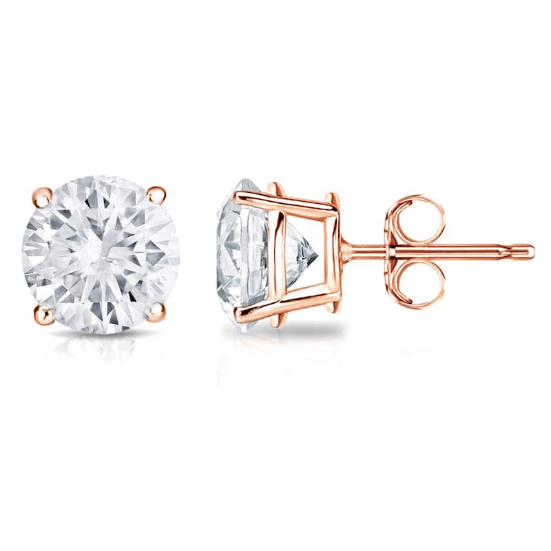 Auriya 14k Gold 1 1/2ct TDW Round Solitaire Diamond Stud Earrings