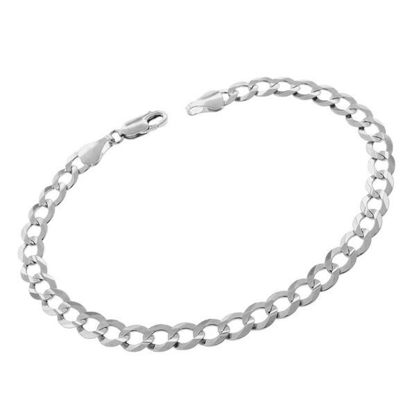 14k White Gold 5 5mm Solid Cuban Curb Link Bracelet Chain 7 14k White Gold 5 5mm Solid Cuban Curb Link Bracelet Chain 7