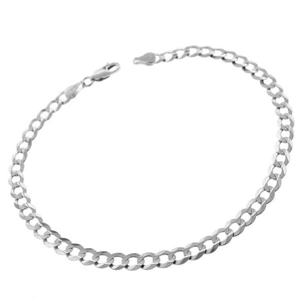 14k White Gold 4 5mm Solid Cuban Curb Link Bracelet 14k White Gold 4 5mm Solid Cuban Curb Link Bracelet