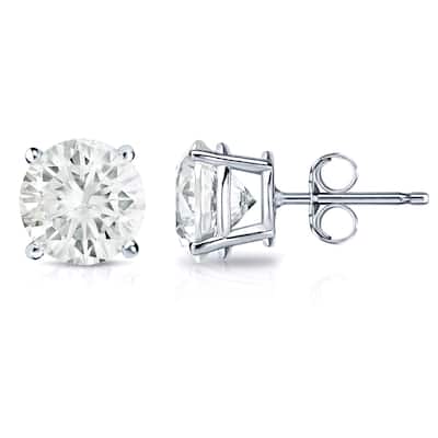 Auriya 2 Carat TW Round Clarity Enhanced Diamond Stud Earrings 18K Gold