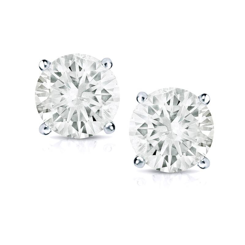 Auriya 2 Carat TW Round Clarity Enhanced Diamond Stud Earrings 18K Gold