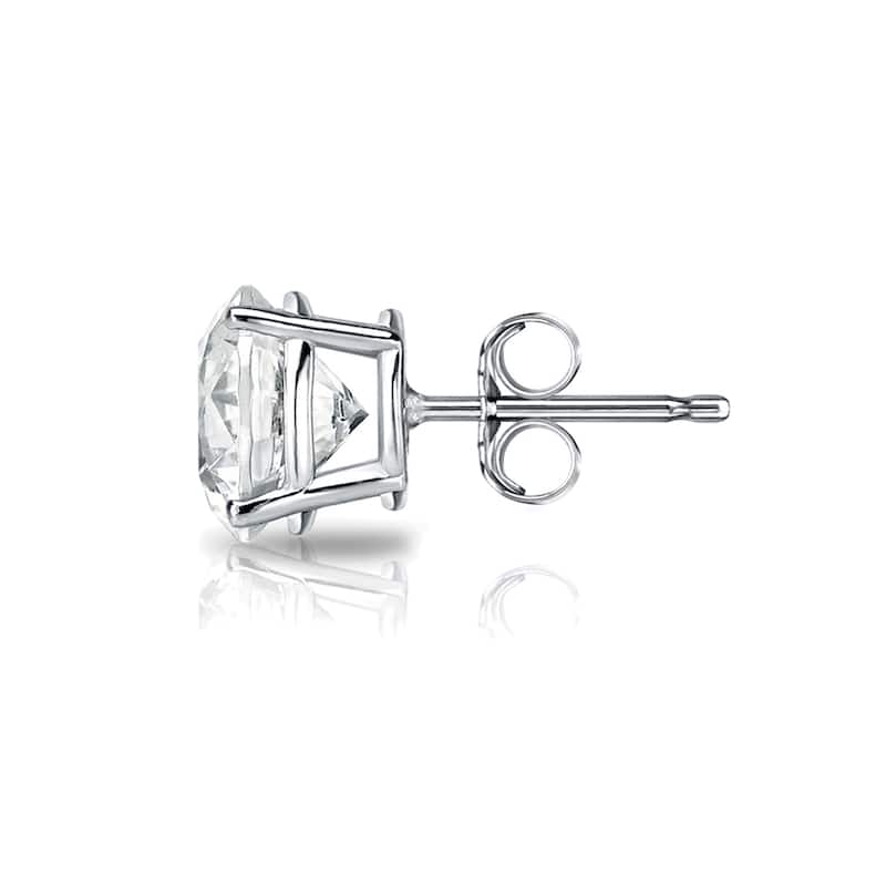 Auriya 2 Carat TW Round Clarity Enhanced Diamond Stud Earrings 18K Gold