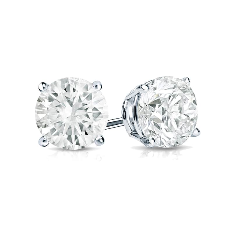 Auriya 2 Carat TW Round Clarity Enhanced Diamond Stud Earrings 18K Gold