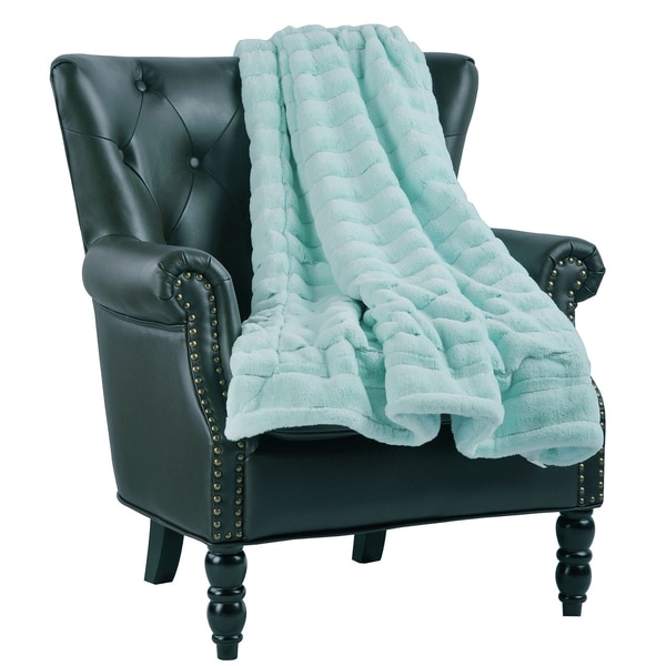 BOON Solid Color SuperMink Faux Fur Throw with Sherpa Backing