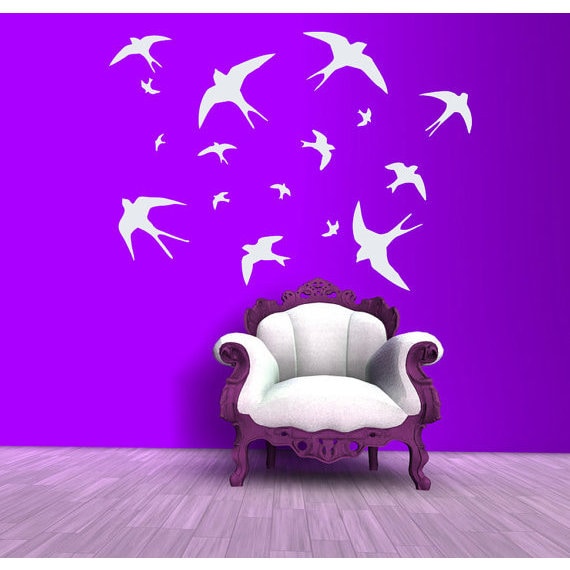 Shop Swallow Flying Stickers Wall Decor Interior Home Art Mural