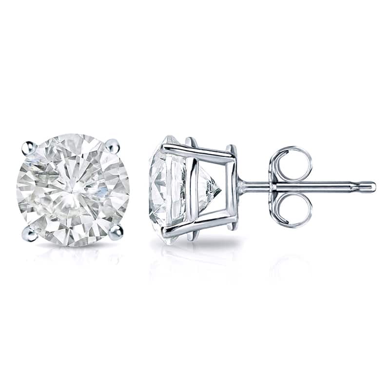 18k Gold 2ct TW Clarity Enhanced Round Solitaire Diamond Stud Earrings (J-K, I1-I2)