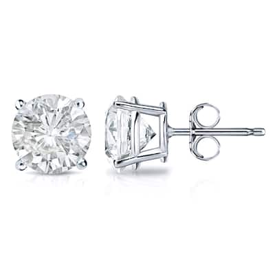 18k Gold 2ct TW Clarity Enhanced Round Solitaire Diamond Stud Earrings (J-K, I1-I2)