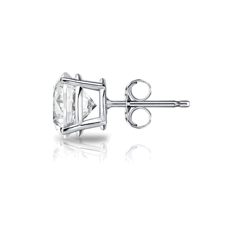 18k Gold 2ct TW Clarity Enhanced Round Solitaire Diamond Stud Earrings (J-K, I1-I2)