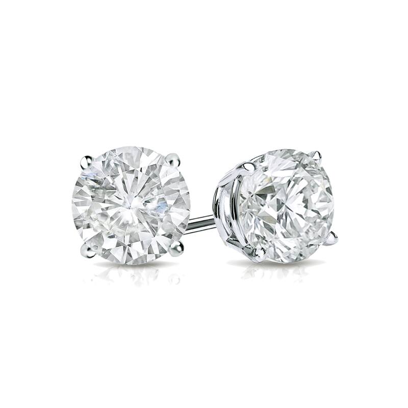 18k Gold 2ct TW Clarity Enhanced Round Solitaire Diamond Stud Earrings (J-K, I1-I2)