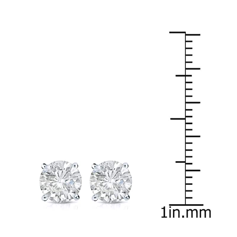 18k Gold 2ct TW Clarity Enhanced Round Solitaire Diamond Stud Earrings (J-K, I1-I2)