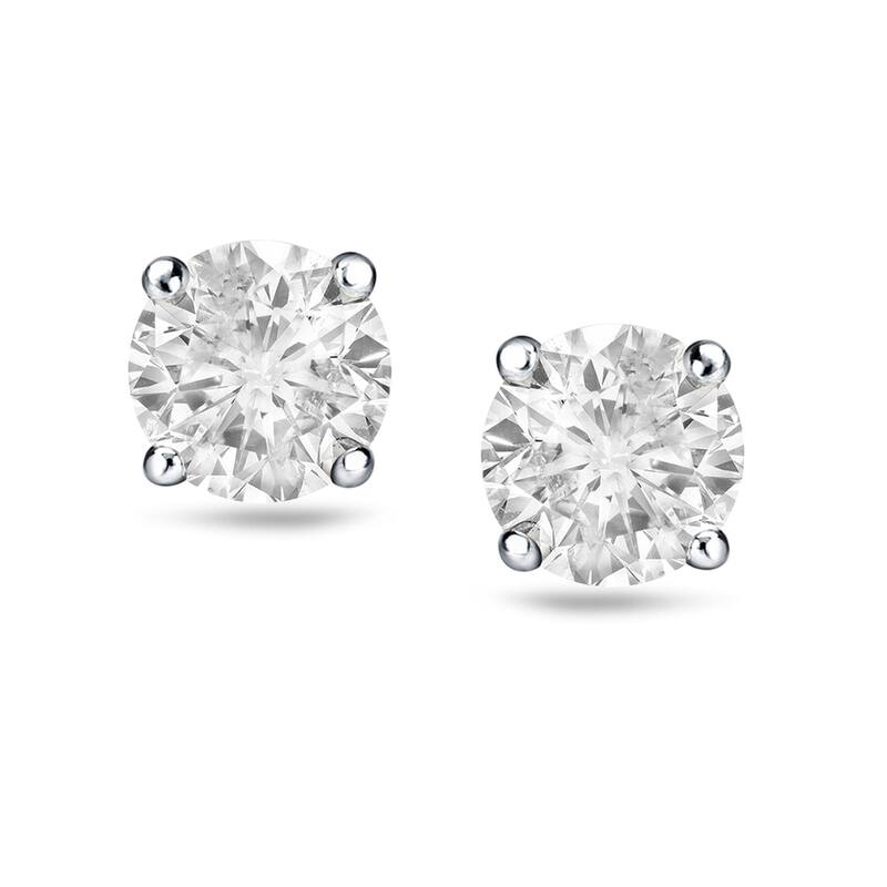 Auriya 2 Carat TW Round Clarity Enhanced Diamond Stud Earrings 18K Gold (H-I, I2-I3)