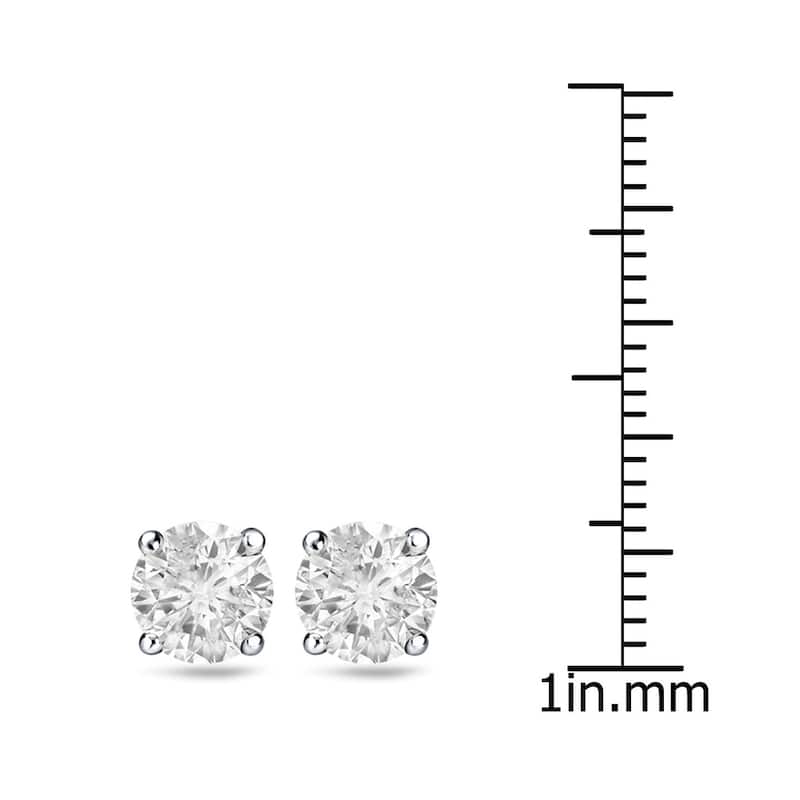 Auriya 2 Carat TW Round Clarity Enhanced Diamond Stud Earrings 18K Gold (H-I, I2-I3)