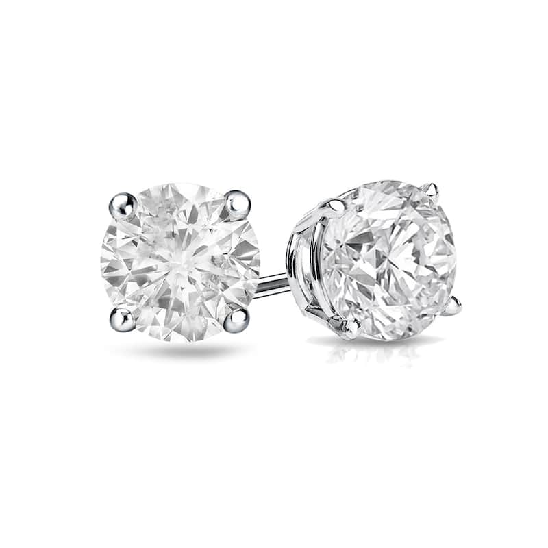 Auriya 2 Carat TW Round Clarity Enhanced Diamond Stud Earrings 18K Gold (H-I, I2-I3)