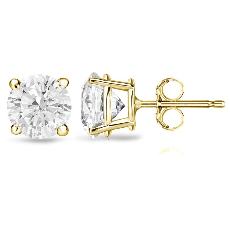 18k Gold 2ct TW Round Clarity Enhanced Diamond Stud Earrings (G-H, I1-I2)