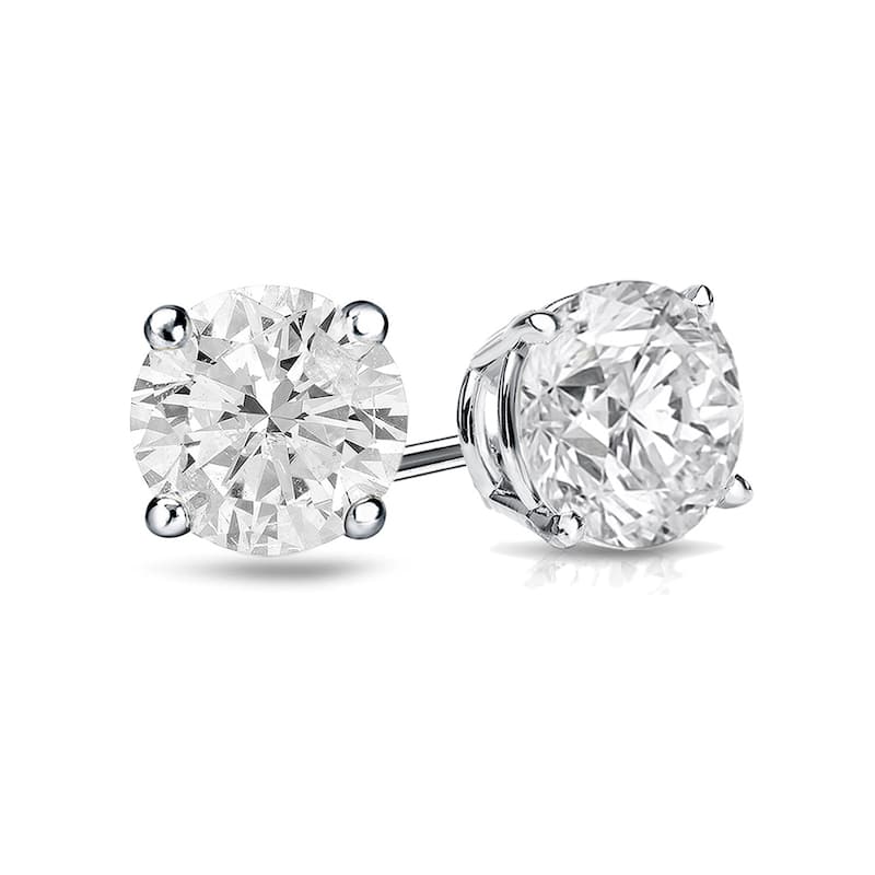 18k Gold 2ct TW Round Clarity Enhanced Diamond Stud Earrings (G-H, I1-I2)