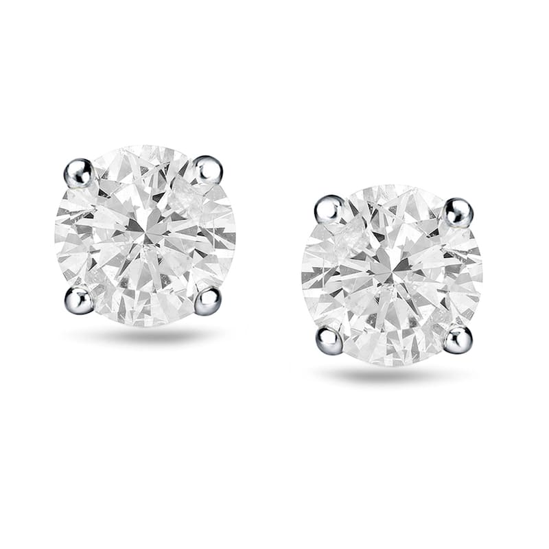 18k Gold 2ct TW Round Clarity Enhanced Diamond Stud Earrings (G-H, I1-I2)
