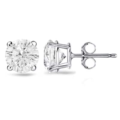 18k Gold 2ct TW Round Clarity Enhanced Diamond Stud Earrings (G-H, I1-I2)