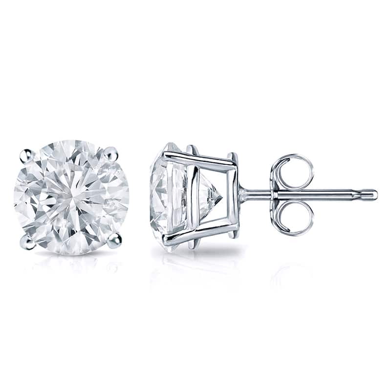 18k Gold 2ct TW Round Clarity Enhanced Diamond Stud Earrings (G-H, I1-I2)
